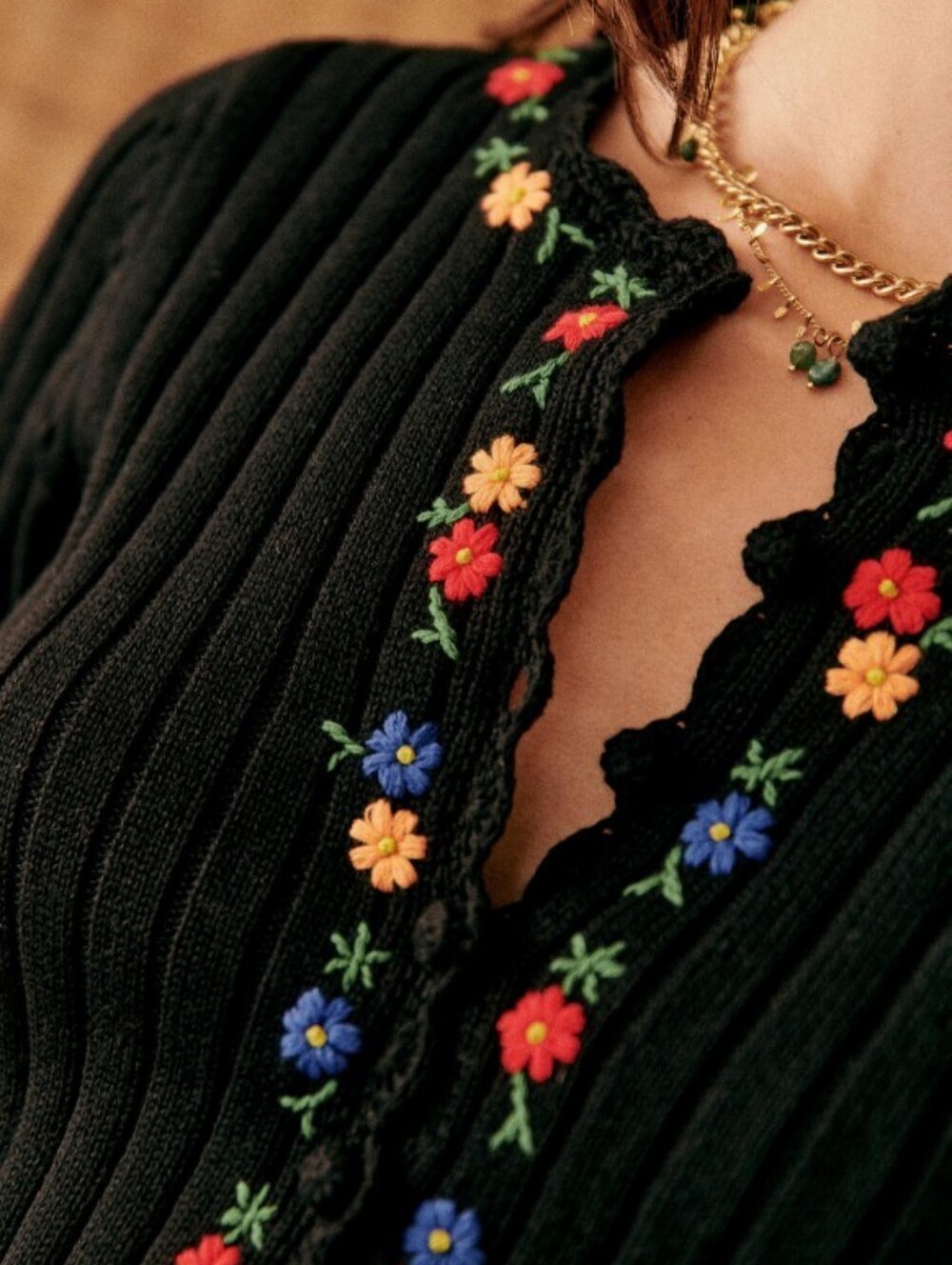 Sezane Ilena Cardigan in Black Multicolored size M - Picture 4 of 10